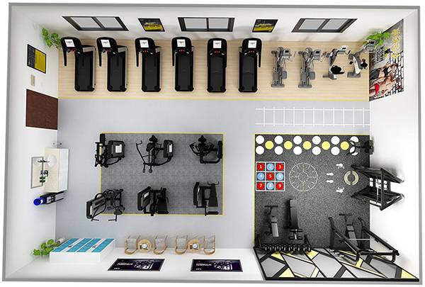 120平方健身房配置方案-广西壹号娱乐体育健身器材有限公司